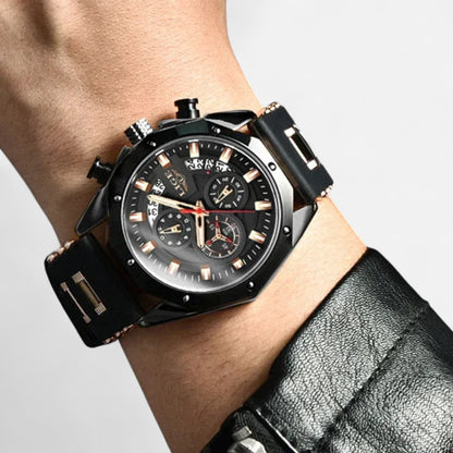 The Gentleman’s Brand | Men’s Chronograph Watch – 316L Stainless Steel, 10 ATM Water-Resistant, Luminous Dial, Silicone Strap