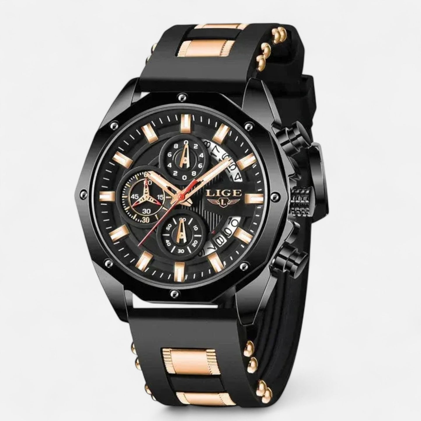 The Gentleman’s Brand | Men’s Chronograph Watch – 316L Stainless Steel, 10 ATM Water-Resistant, Luminous Dial, Silicone Strap