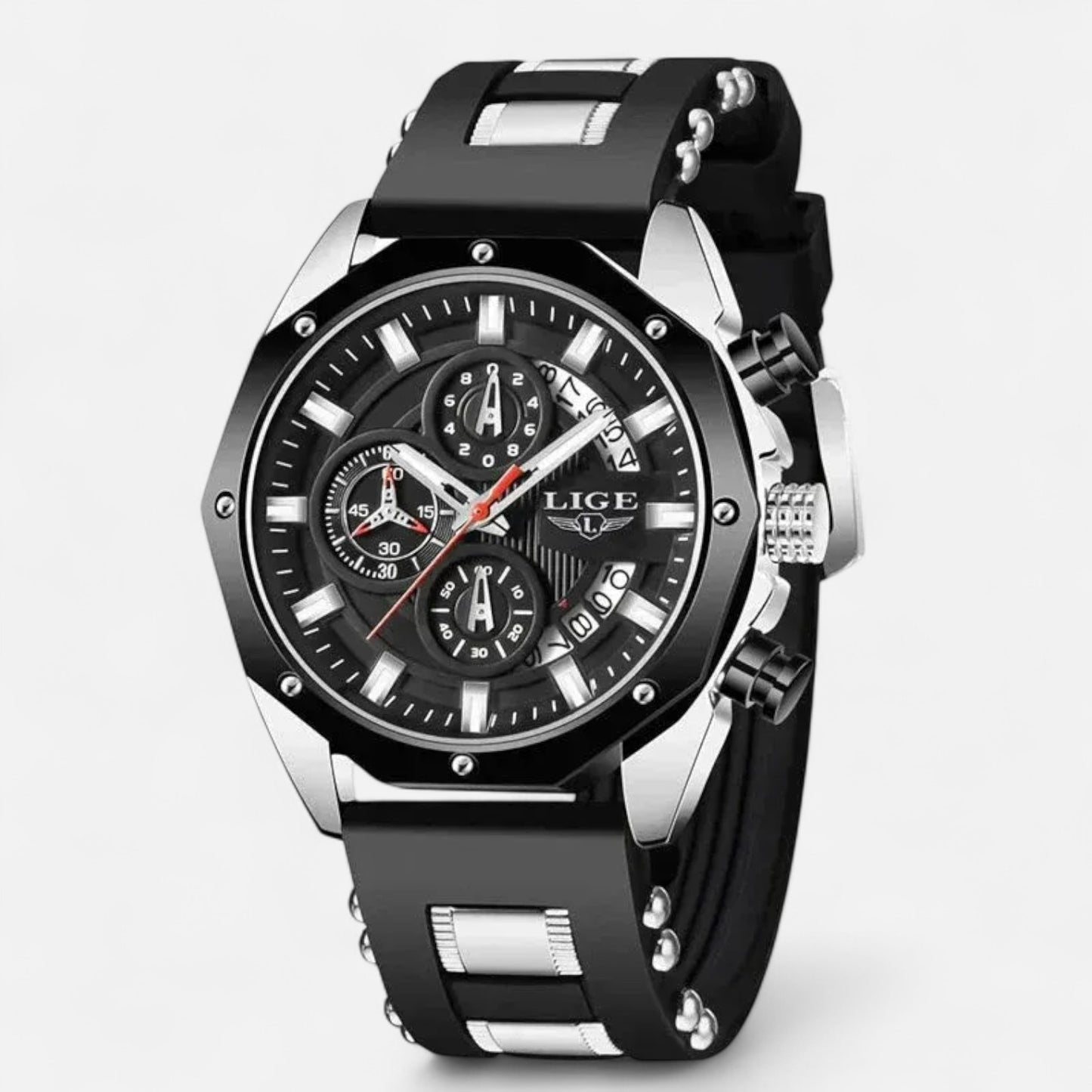 The Gentleman’s Brand | Men’s Chronograph Watch – 316L Stainless Steel, 10 ATM Water-Resistant, Luminous Dial, Silicone Strap