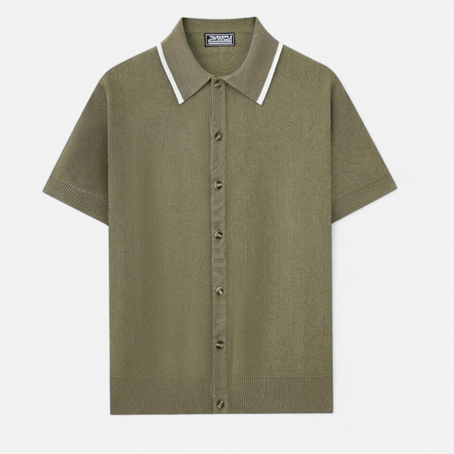 The Gentleman’s Brand | Retro Knit Polo – Men’s Button-Up Short Sleeve Shirt with Contrast Collar Trim