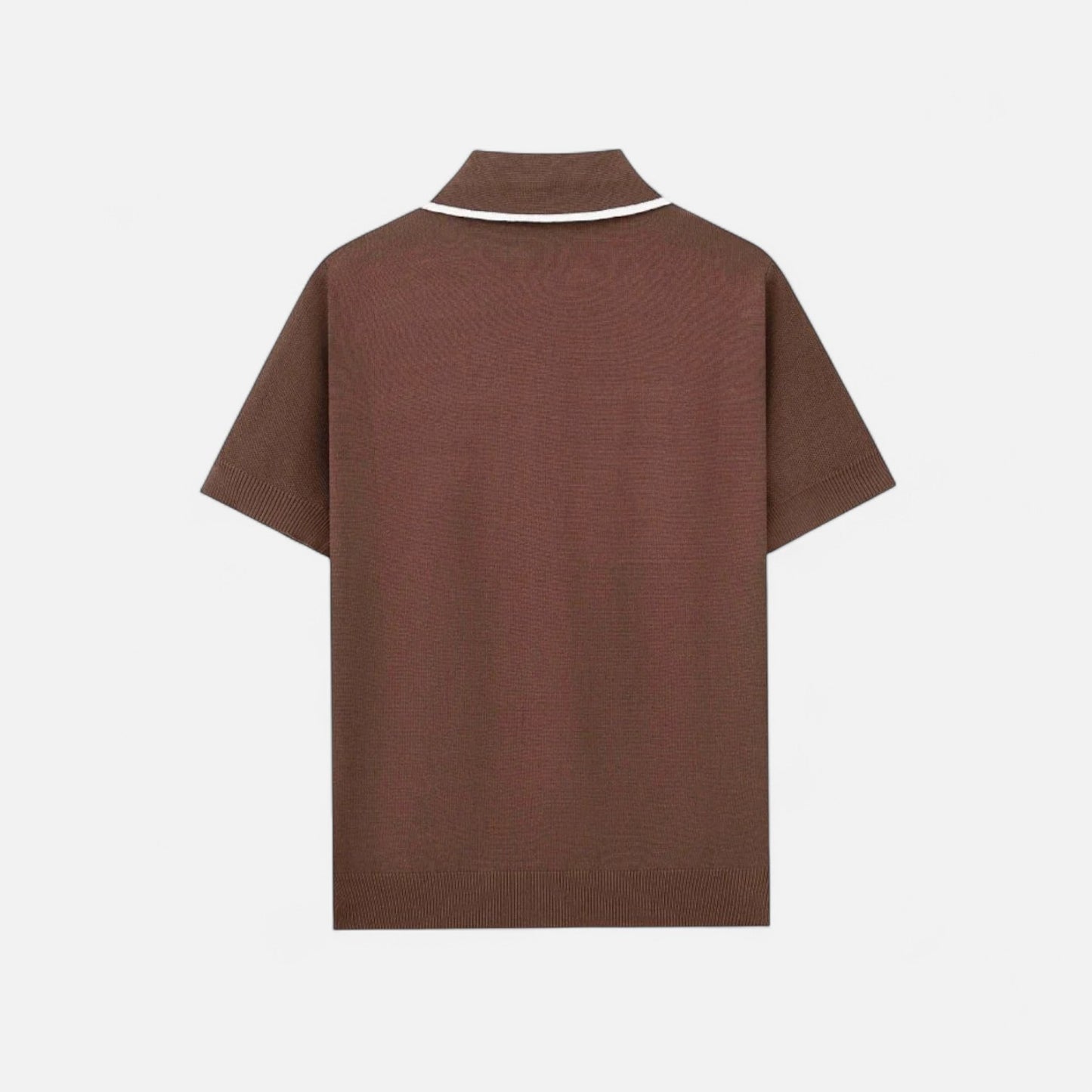 The Gentleman’s Brand | Retro Knit Polo – Men’s Button-Up Short Sleeve Shirt with Contrast Collar Trim