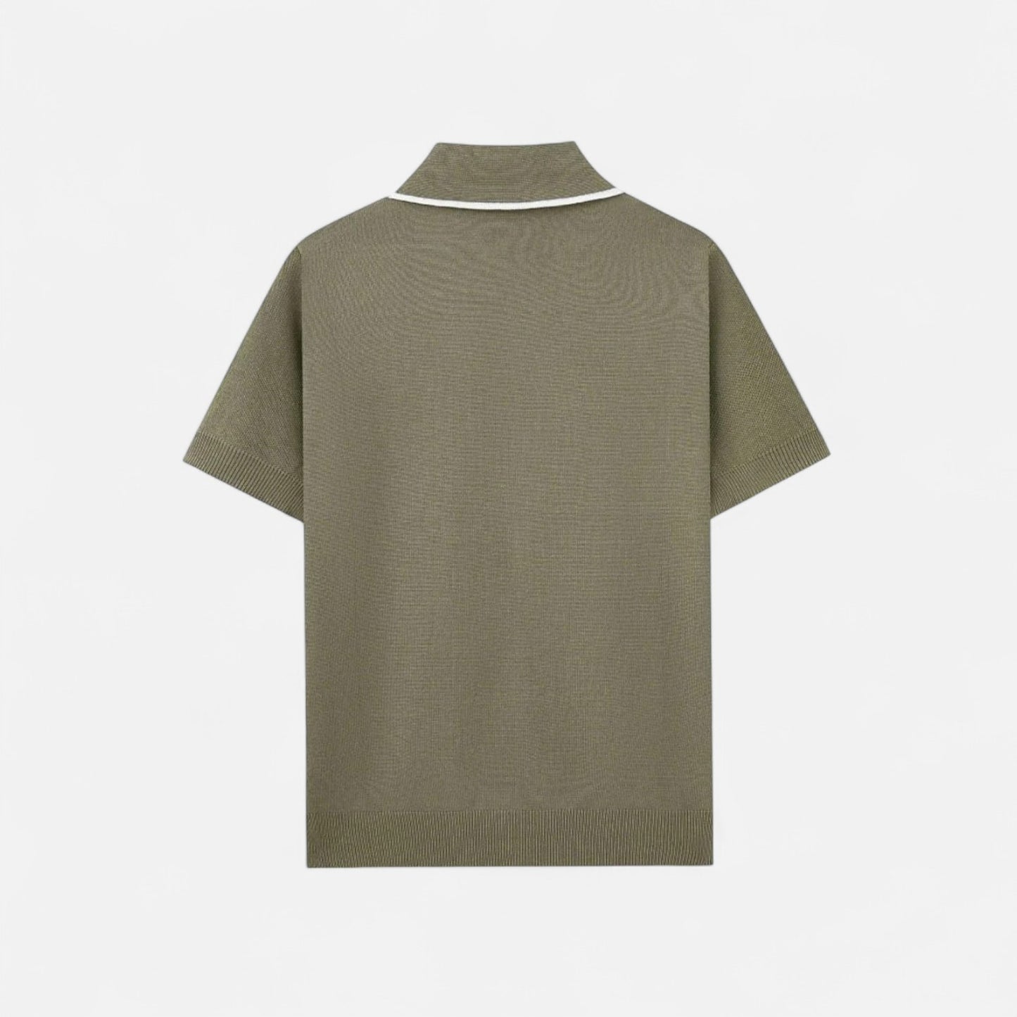 The Gentleman’s Brand | Retro Knit Polo – Men’s Button-Up Short Sleeve Shirt with Contrast Collar Trim