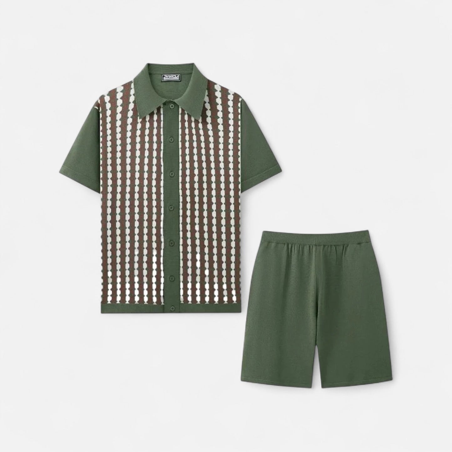 The Gentleman's Brand | Men's Retro Knit Polo & Shorts Set | Lightweight Textured Co-ord | Summer Casualwear