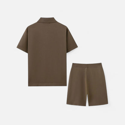 The Gentleman's Brand | Men's Retro Knit Polo & Shorts Set | Lightweight Textured Co-ord | Summer Casualwear