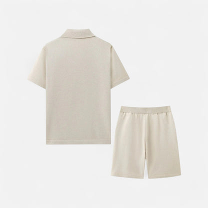 The Gentleman's Brand | Men's Retro Knit Polo & Shorts Set | Lightweight Textured Co-ord | Summer Casualwear