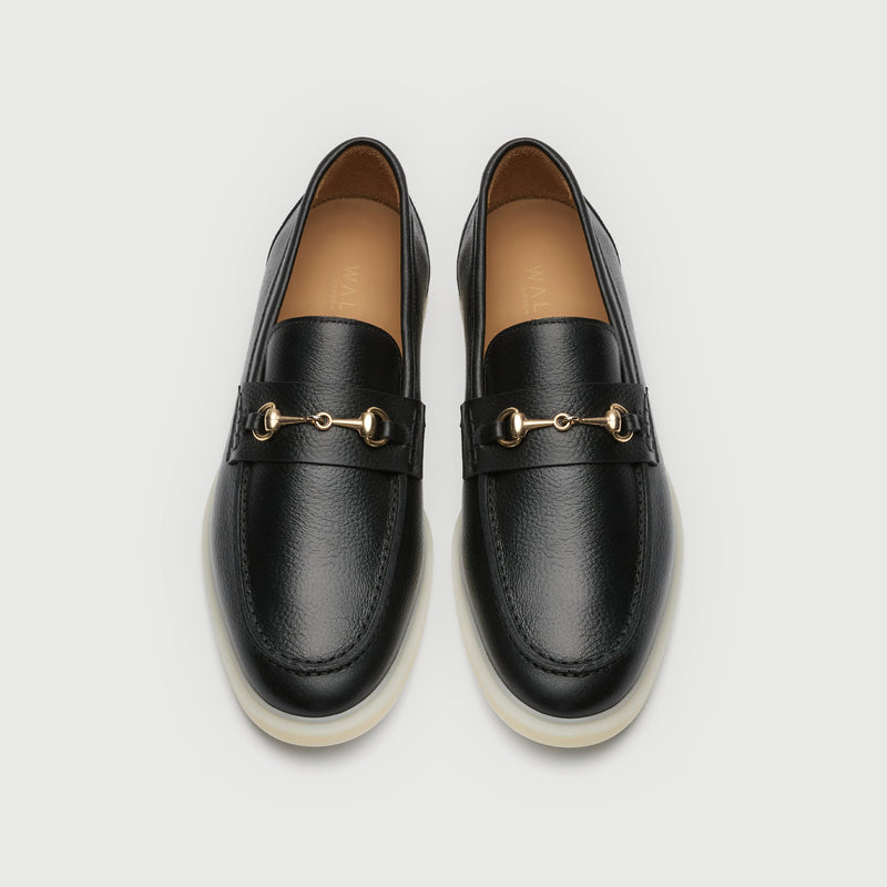Black Grain Leather Horse Bit Loafer
