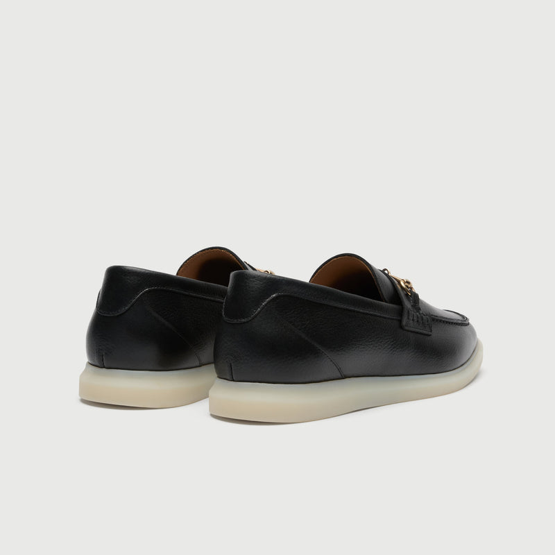 Black Grain Leather Horse Bit Loafer