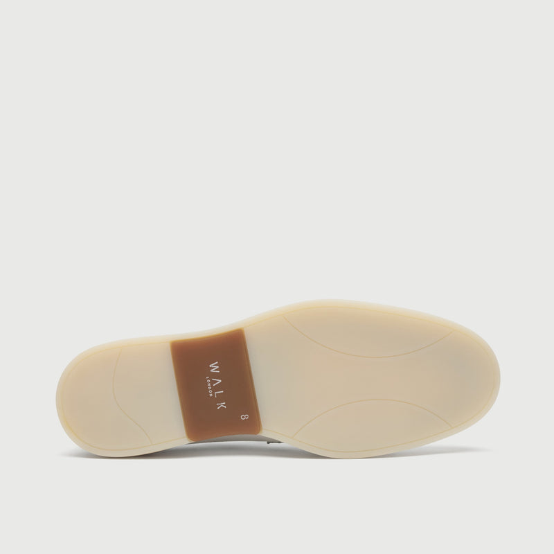 White Grain Leather Horse Bit Loafer