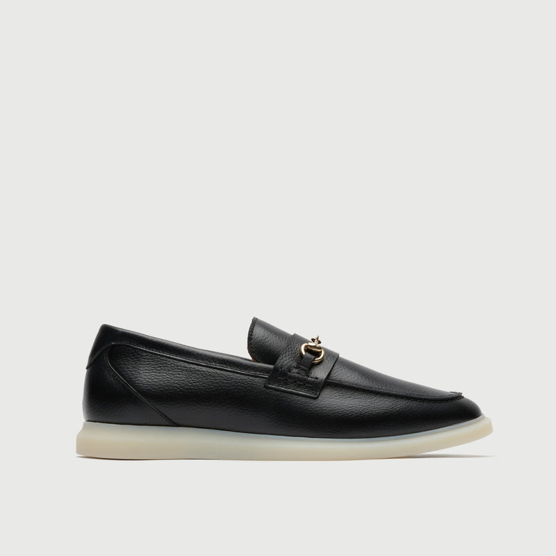 Black Grain Leather Horse Bit Loafer