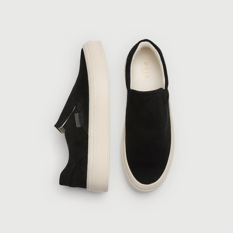 Black Suède Montpellier Slip On Trainer