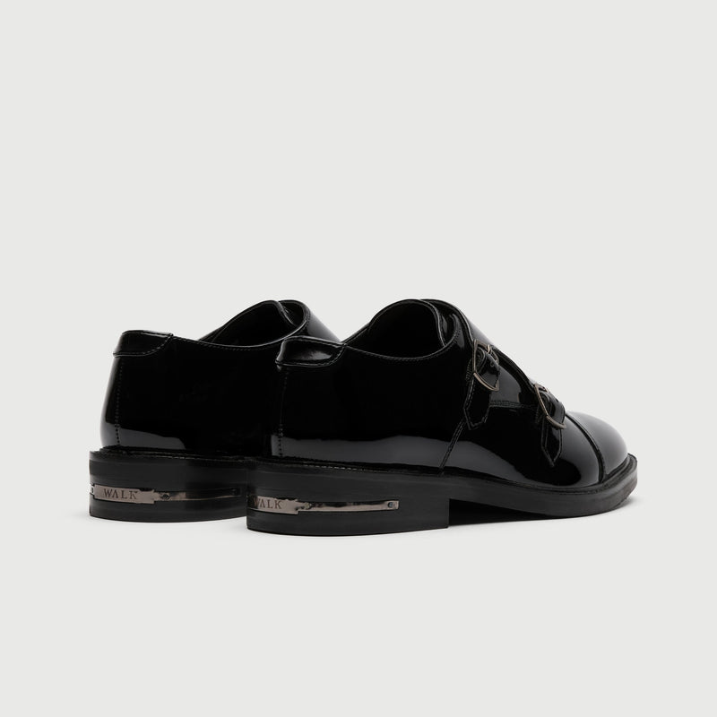 Black Patent Double Monk Shoe
