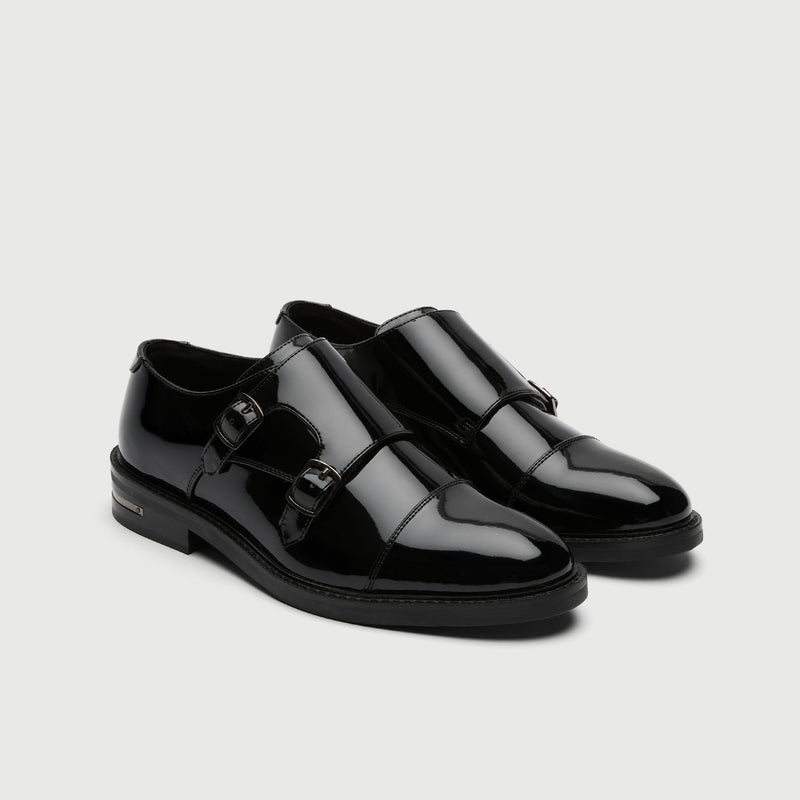Black Patent Double Monk Shoe