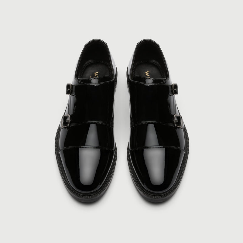 Black Patent Double Monk Shoe