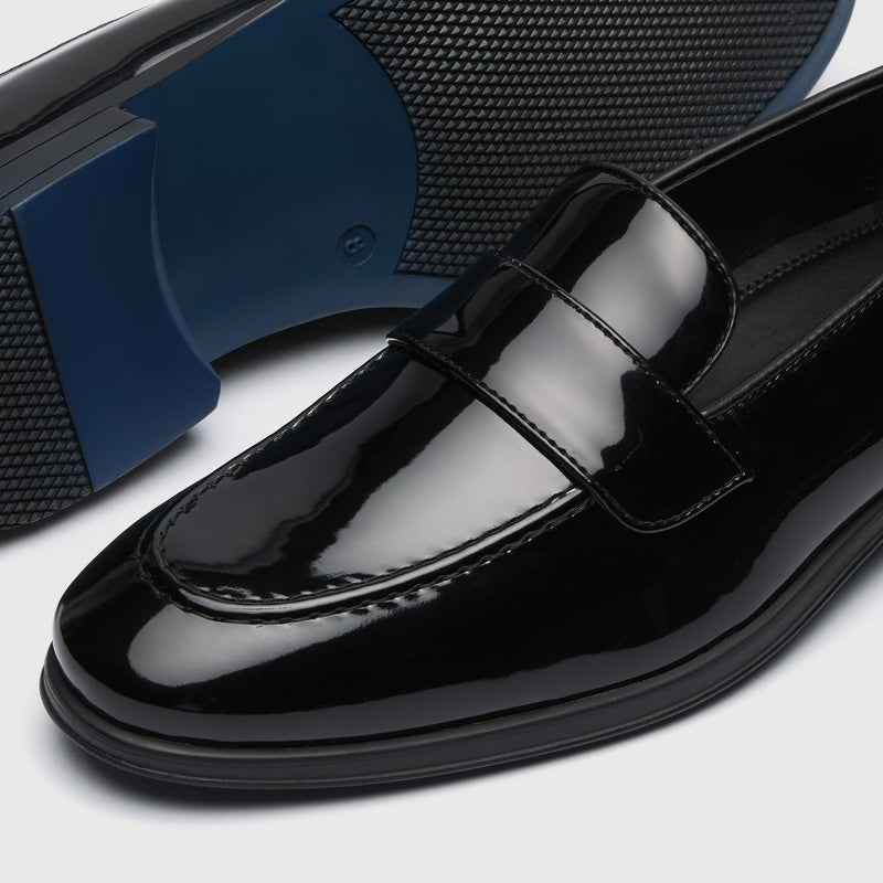 Black Patent Slip On Loafer