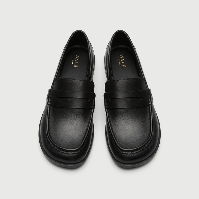 Black Leather Saddle Loafer