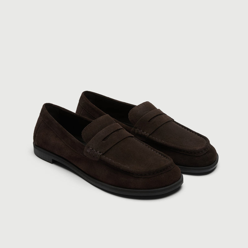 Dark Brown Suède Saddle Loafer
