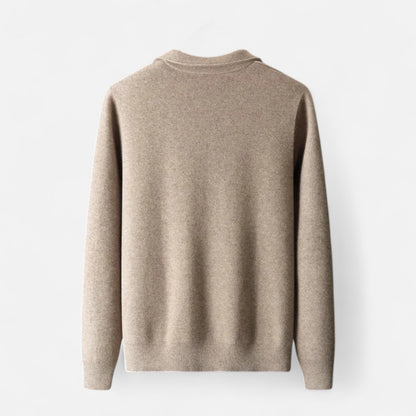 The Gentleman’s Brand Zip Collar Knit Jacket – men’s wool blend cardigan, minimalist knit jacket, smart casual layering piece