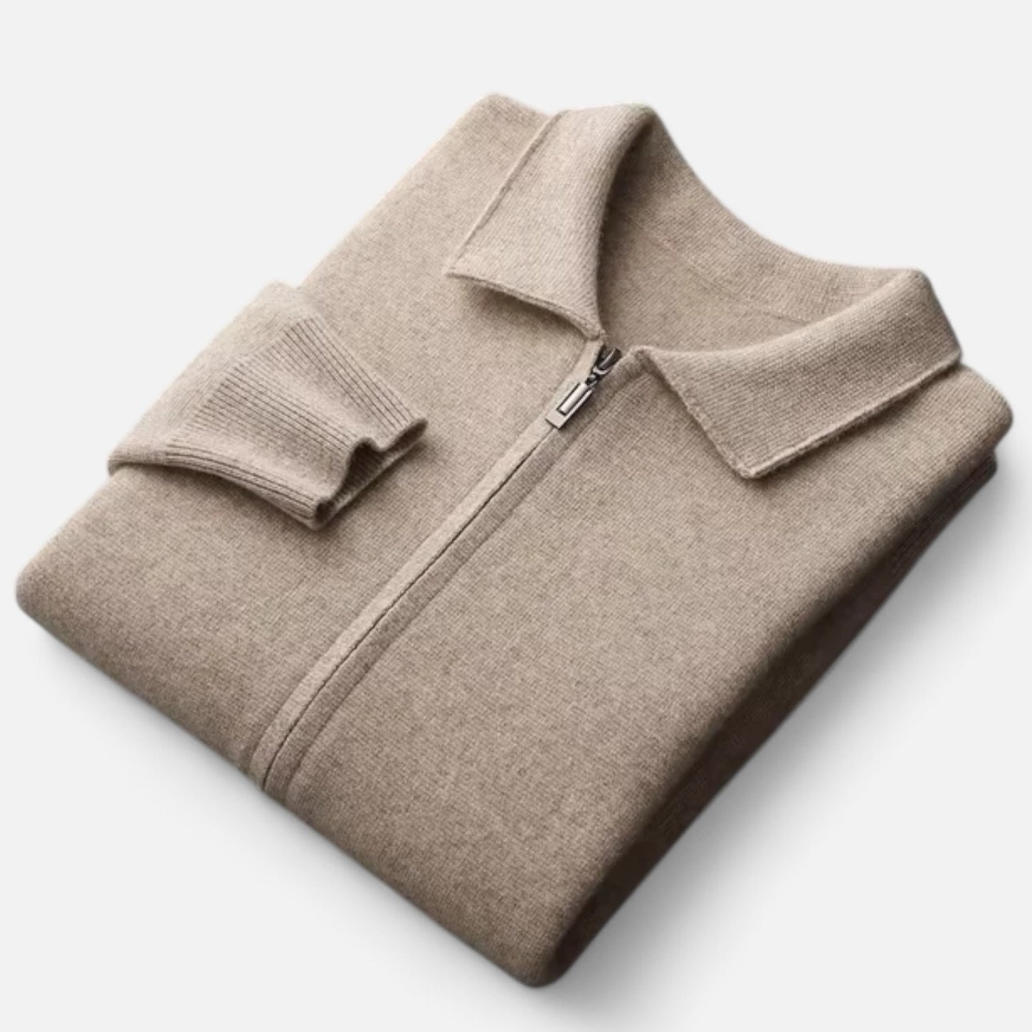 The Gentleman’s Brand Zip Collar Knit Jacket – men’s wool blend cardigan, minimalist knit jacket, smart casual layering piece