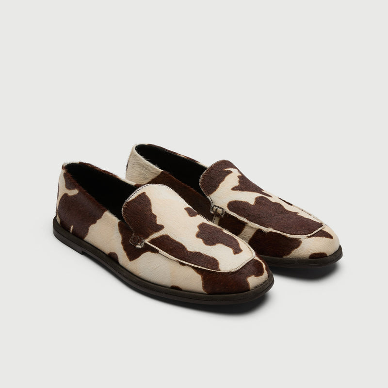 Brown Cow Print Slip On Loafer