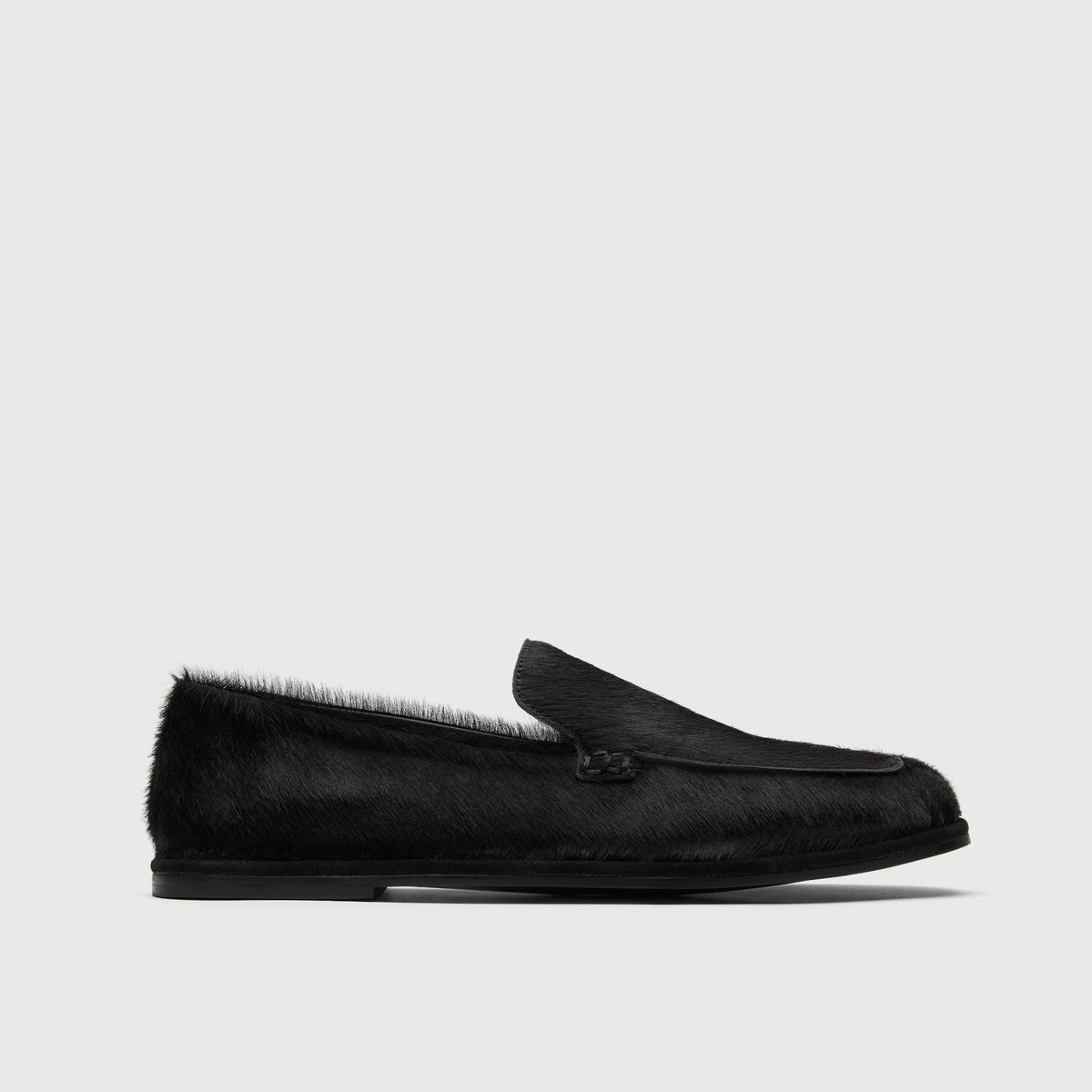 Black Pony Hair Slip On Loafer