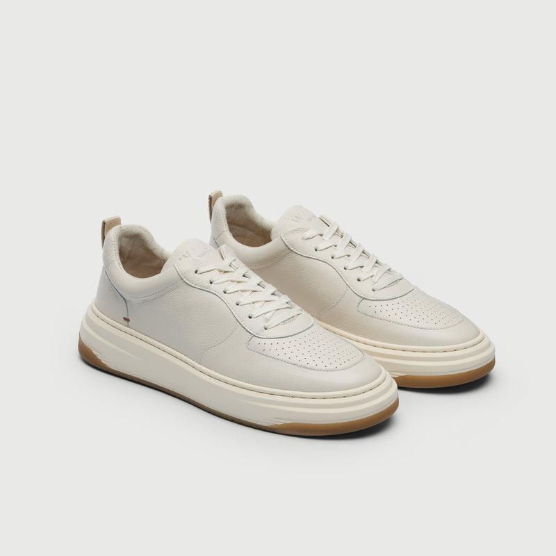 White Grain Leather Santa Monica Trainer
