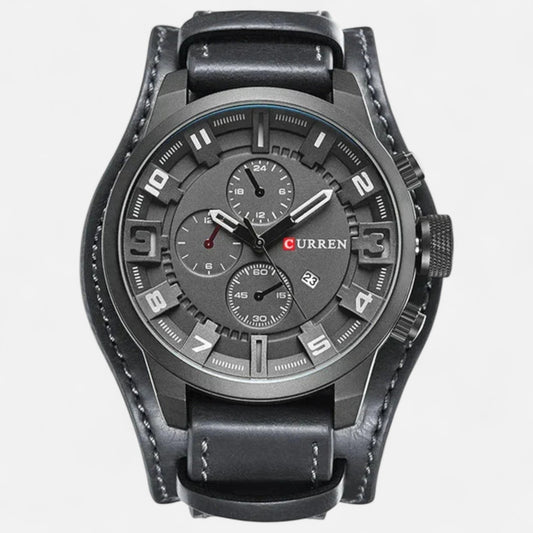 The Gentleman’s Brand | Men’s Quartz Watch – 46mm Alloy Case, 3 ATM Water-Resistant, Leather Strap Timepiece