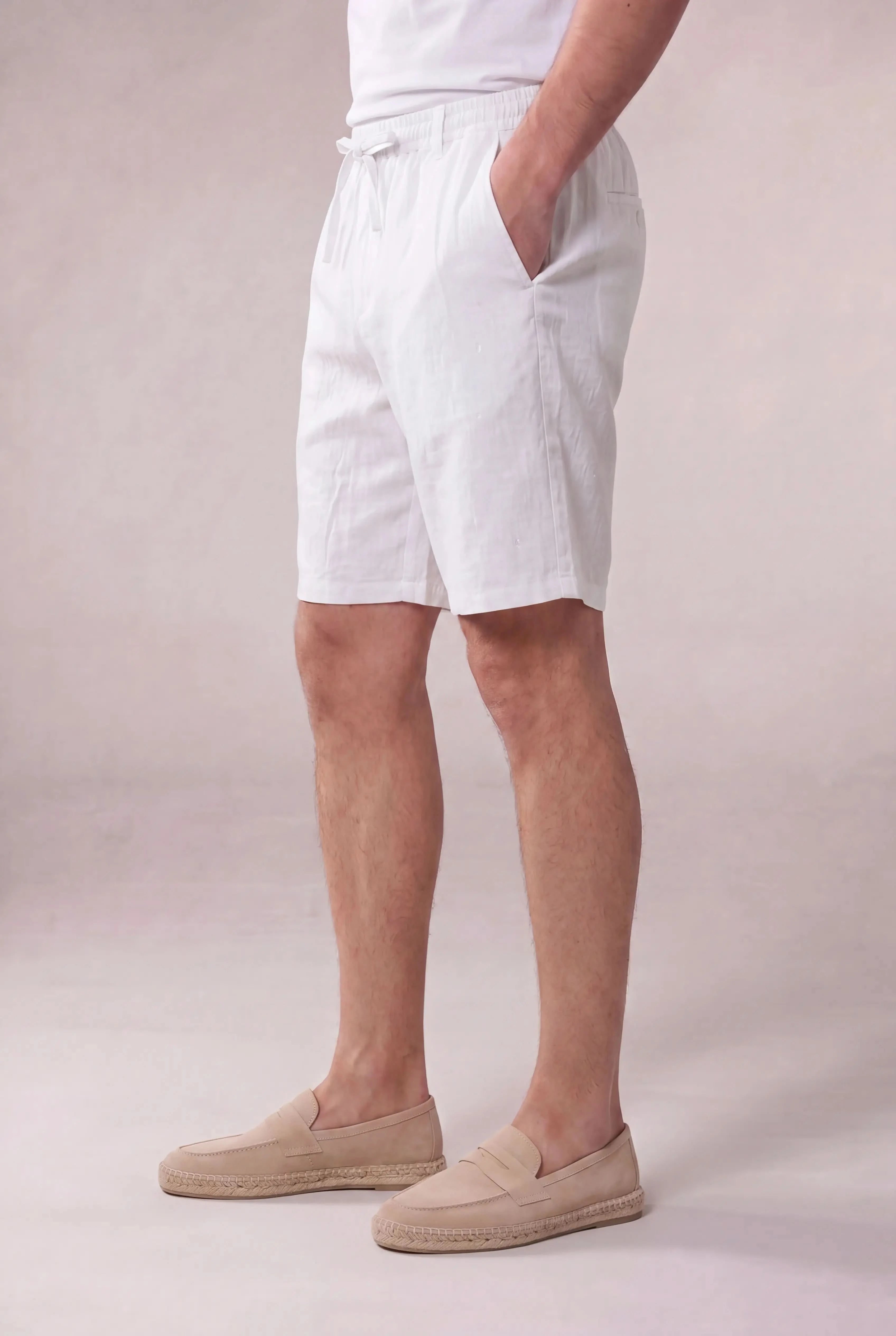 Rosvaro Linen Shorts White