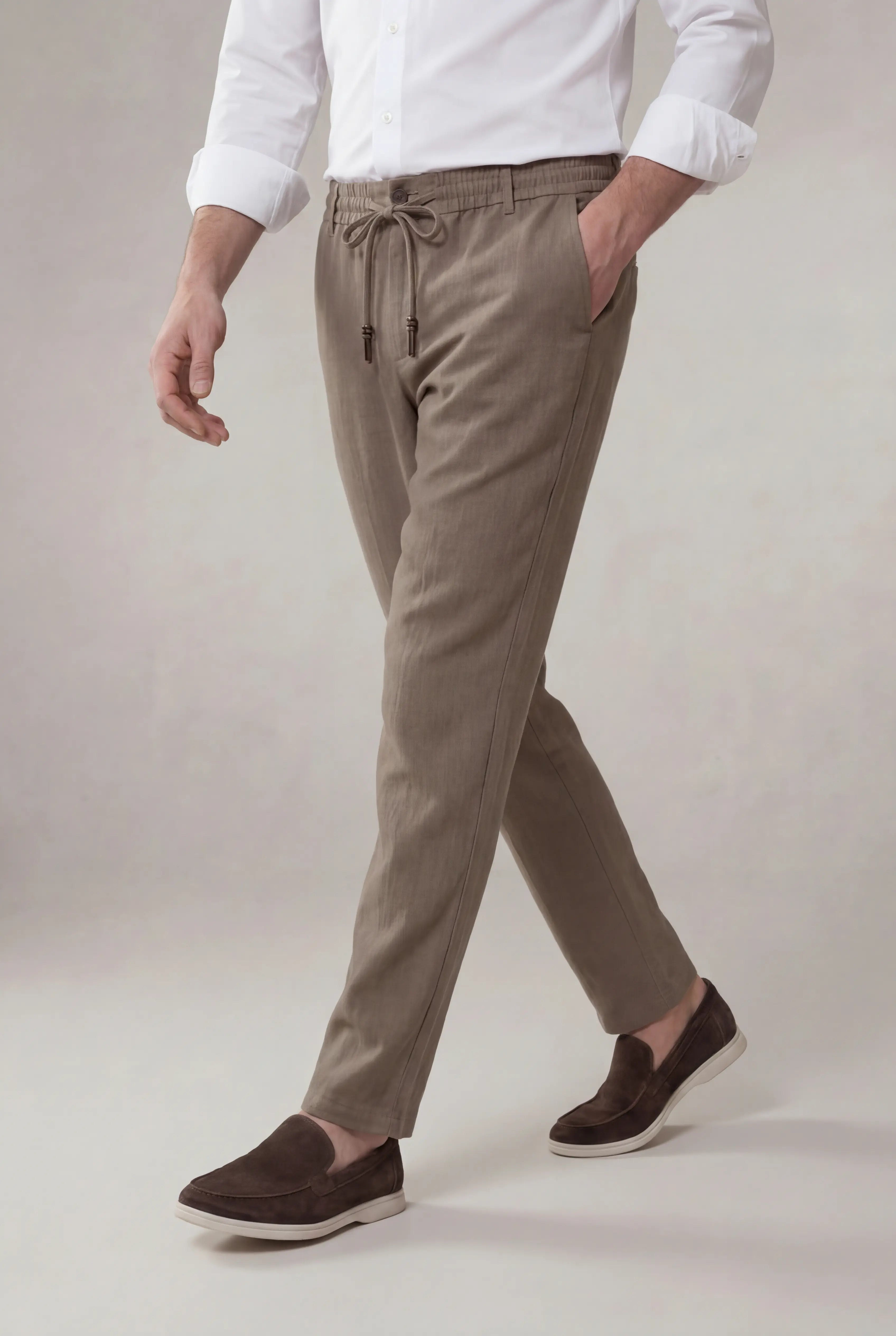 Torsaro Stretch Linen Trousers Taupe