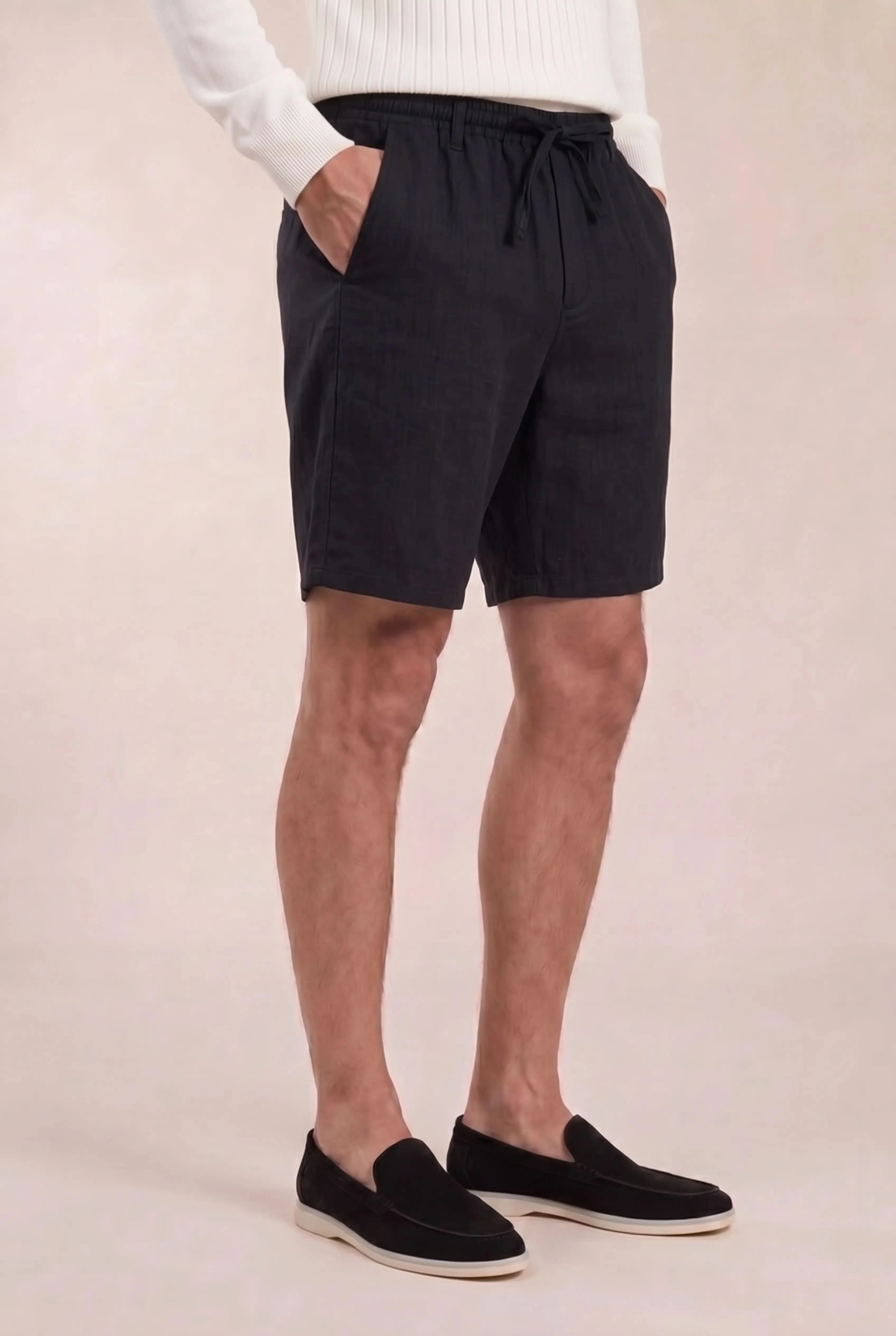 Rosvaro Linen Shorts Black