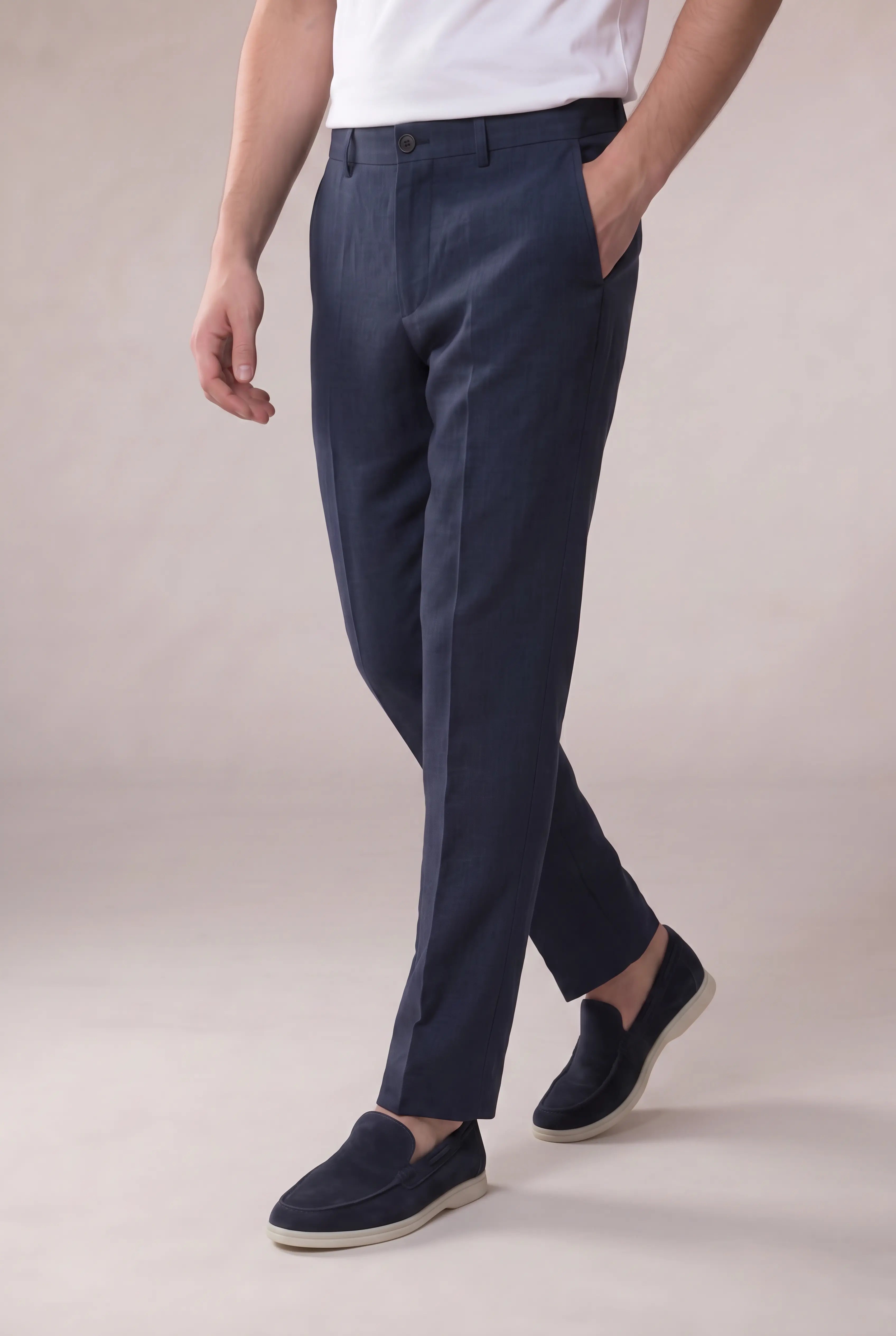 Veltino Linen Trousers Navy