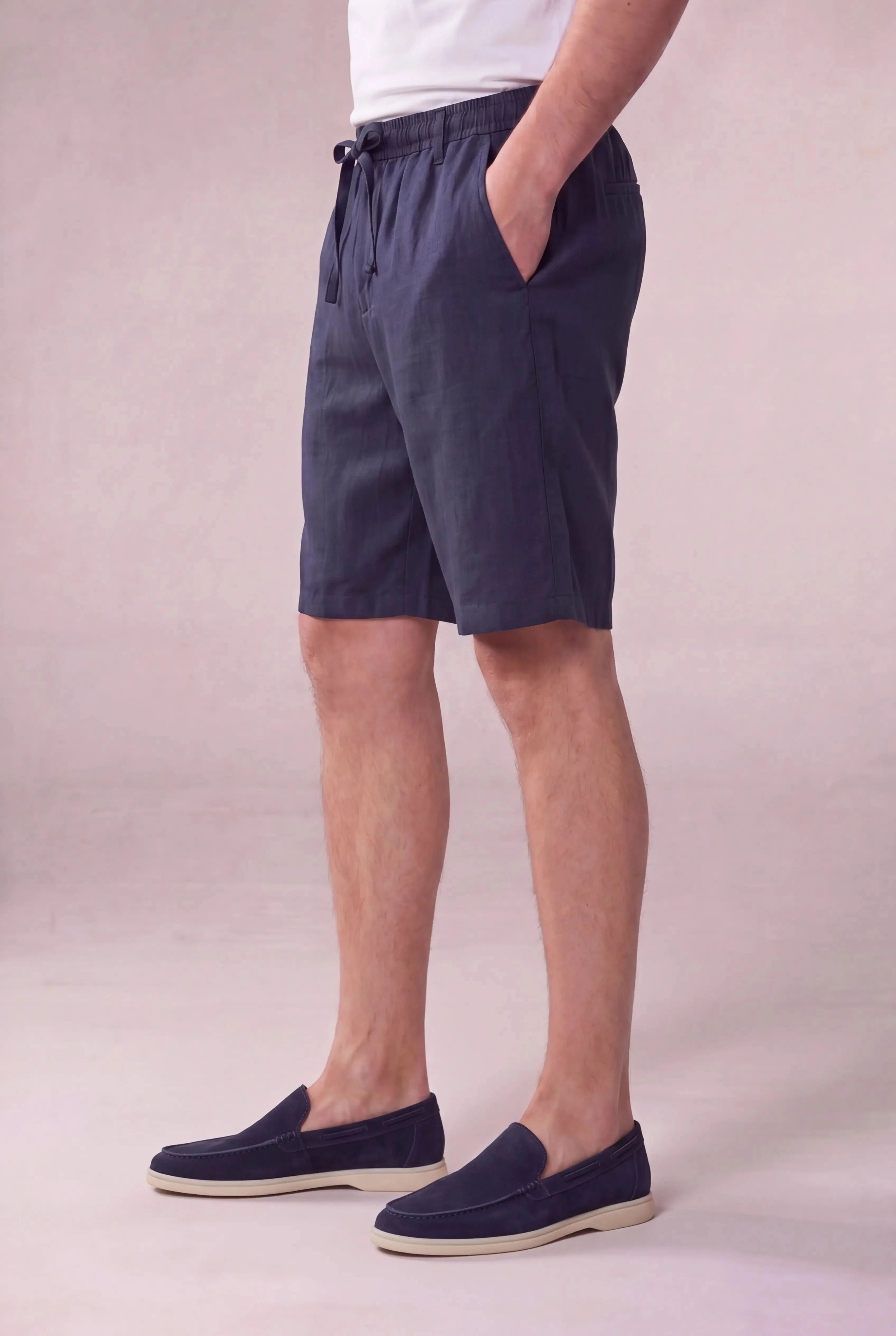 Rosvaro Linen Shorts Navy