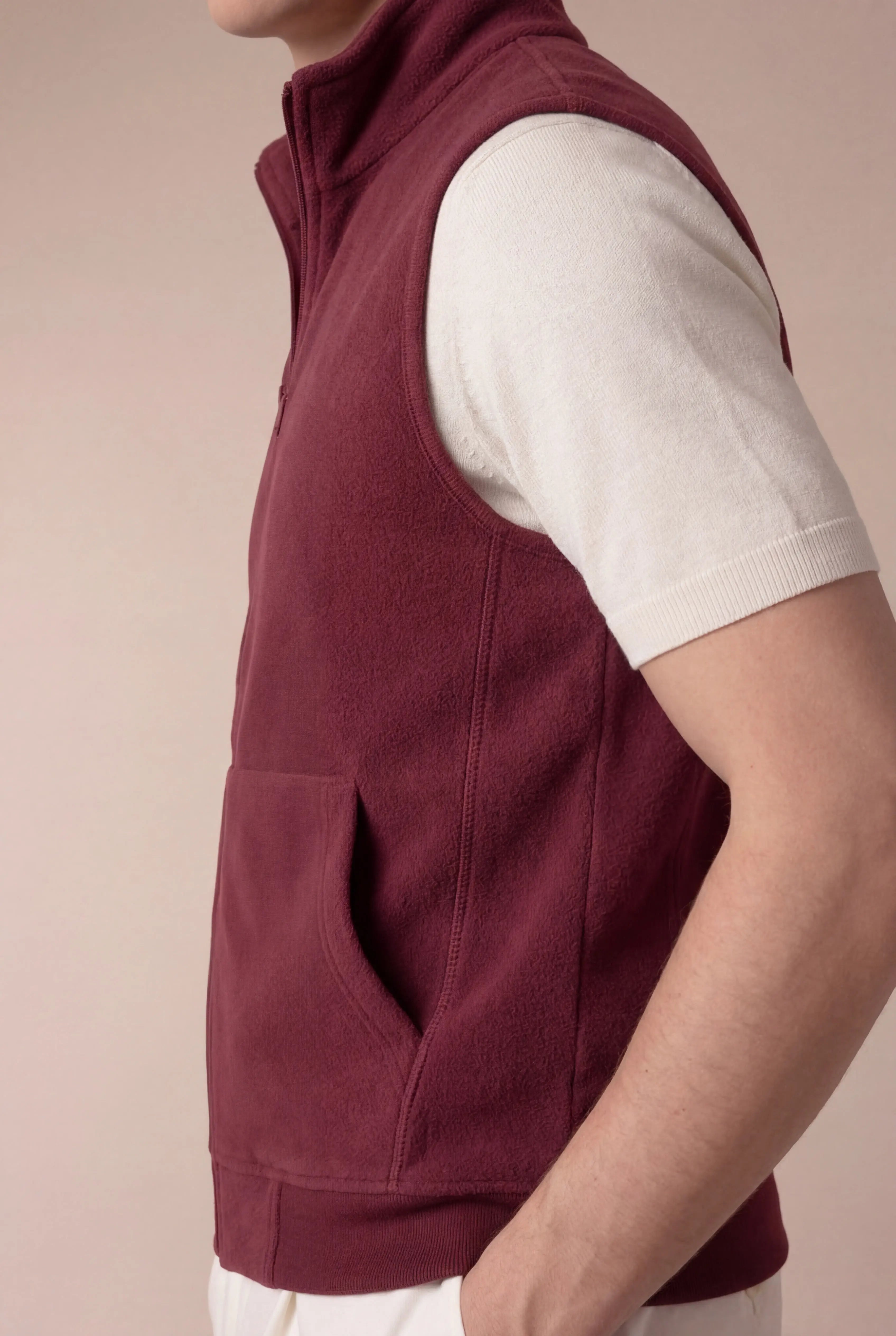 Corvaro Fleece Vest Burgundy