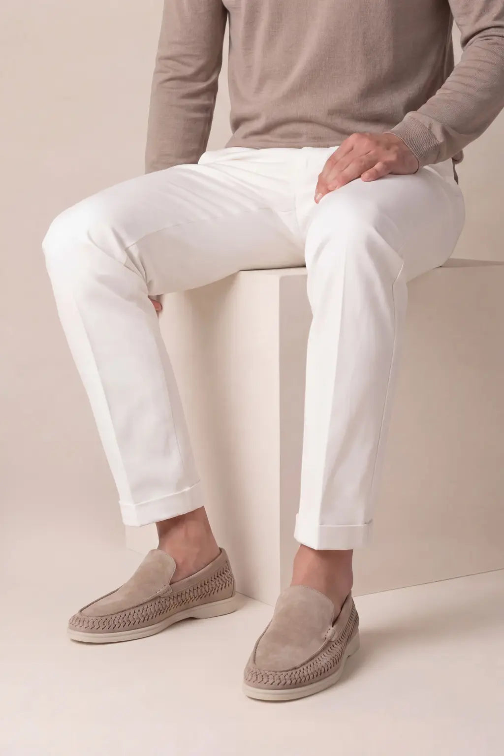 Nervino Suède Woven Loafer Taupe