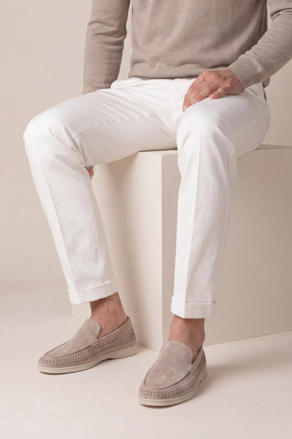 Nervino Suède Woven Loafer Taupe