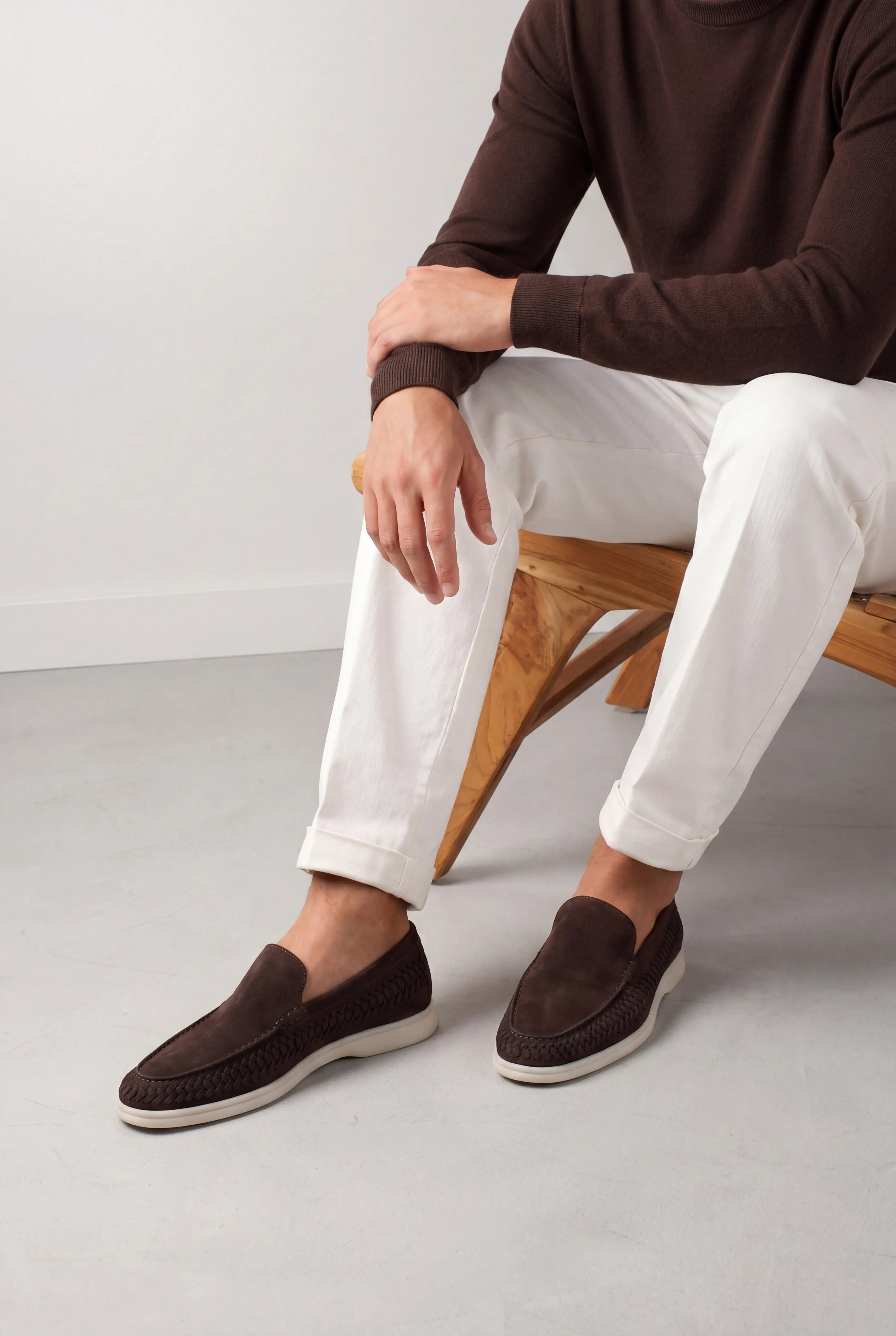 Nervino Suède Woven Loafer Dark Brown