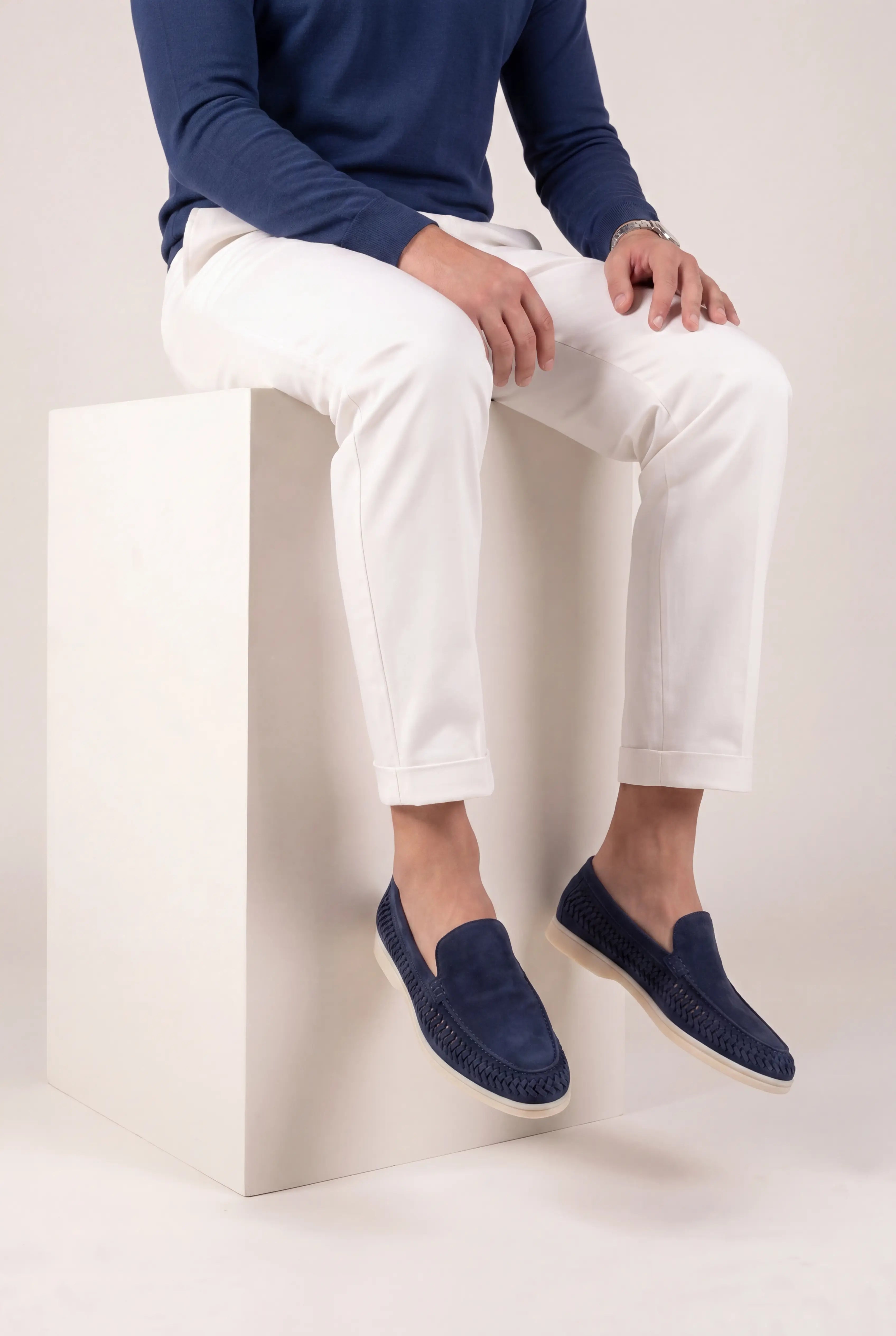 Nervino Suède Woven Loafer Navy