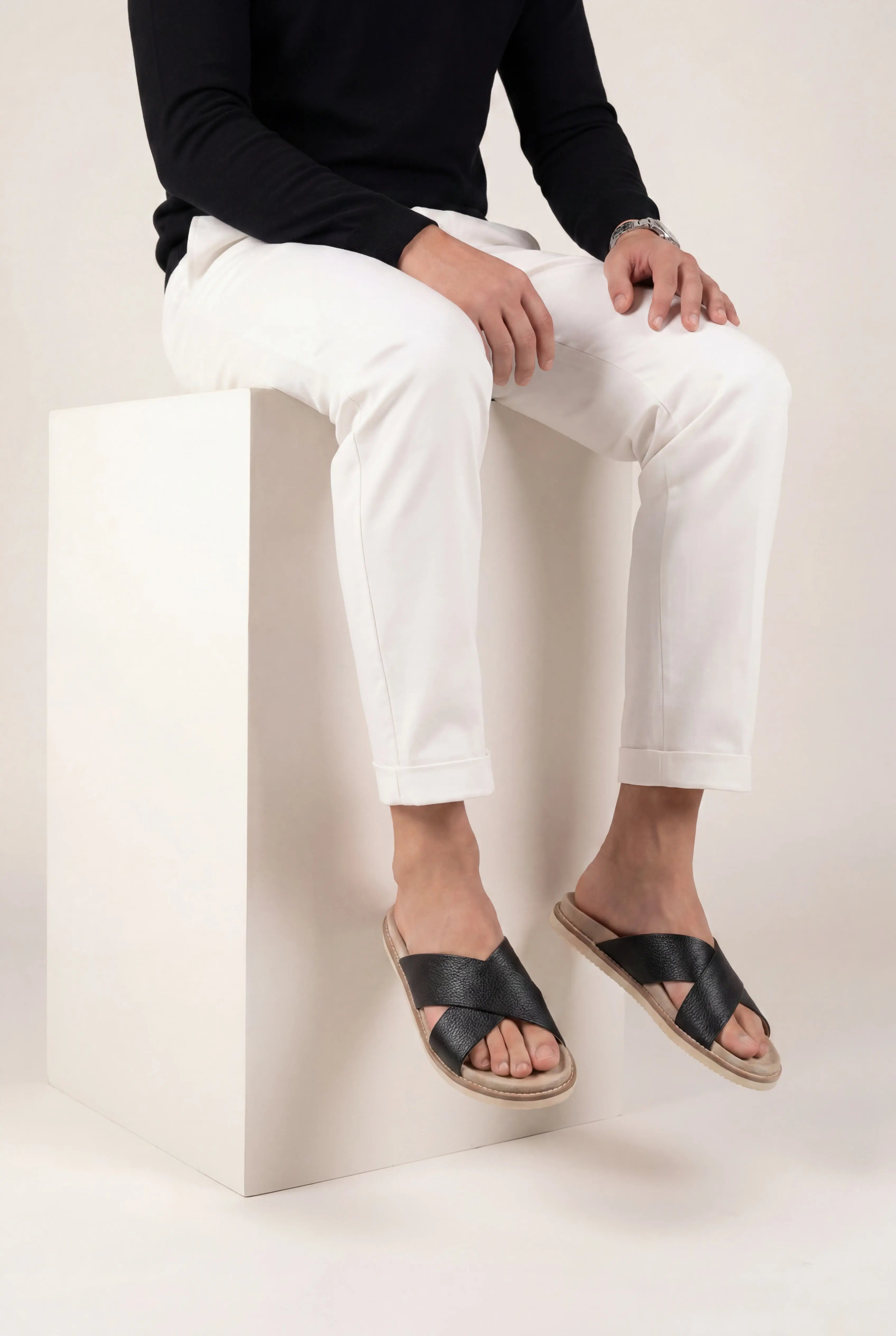 Brescaro Suède Cross Slide Leather Black