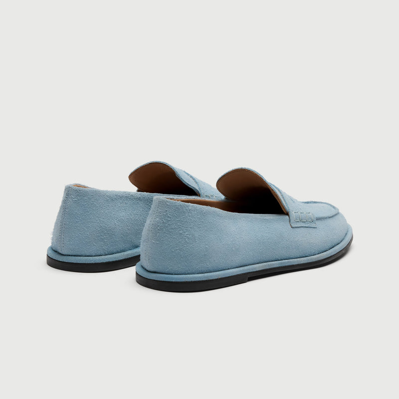 Pale Blue Suède Saddle Loafer