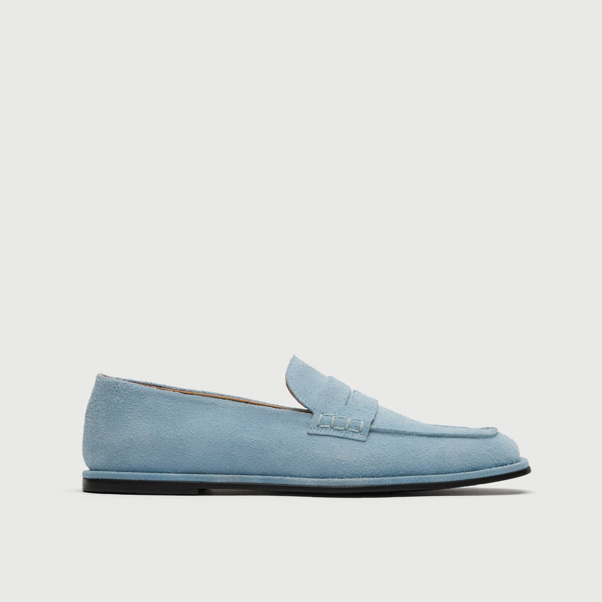 Pale Blue Suède Saddle Loafer