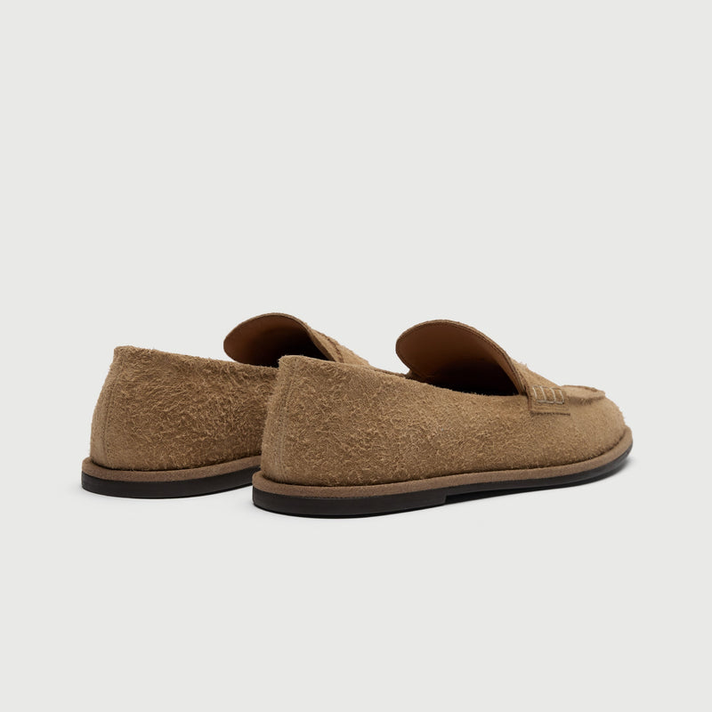 Tan Hairy Suède Saddle Loafer