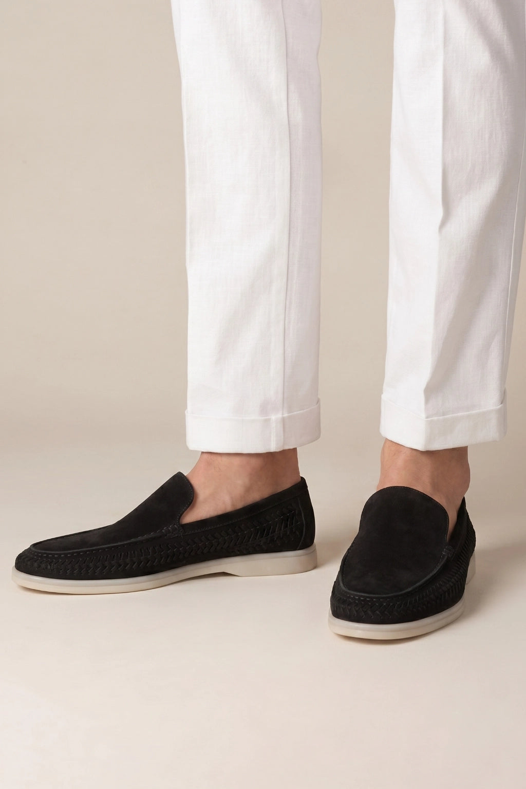 Nervino Suède Woven Loafer Black