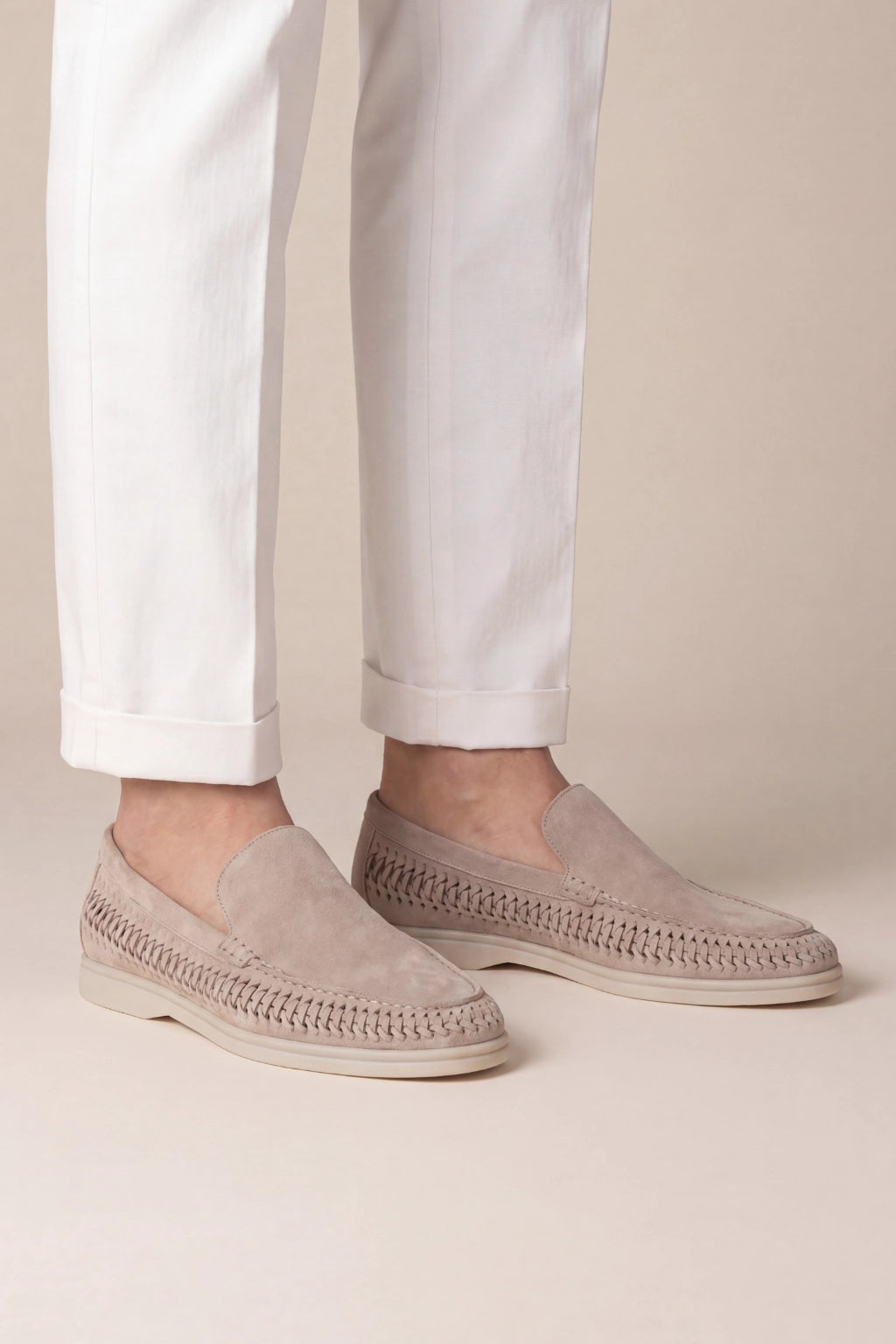 Nervino Suède Woven Loafer Taupe