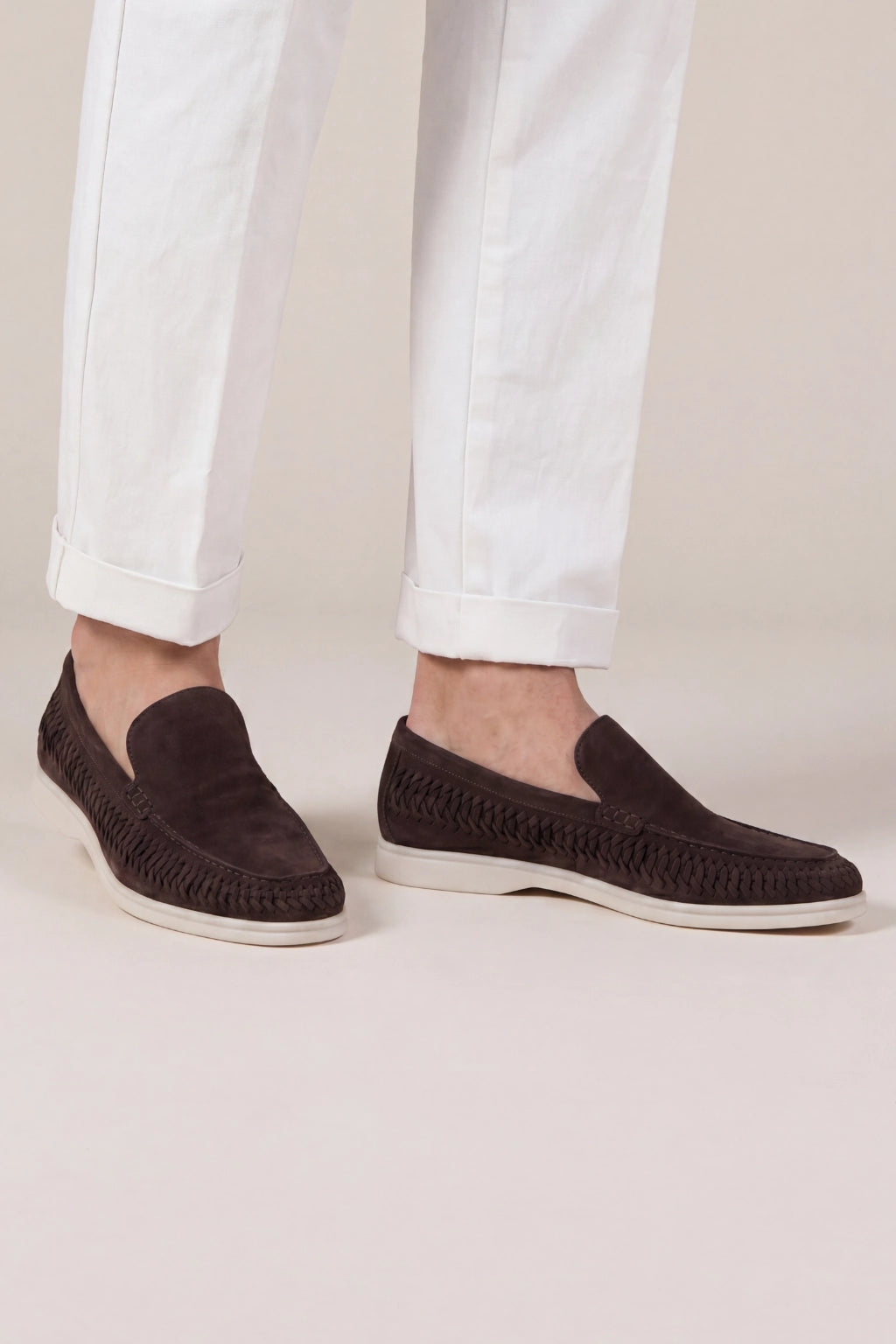 Nervino Suède Woven Loafer Dark Brown