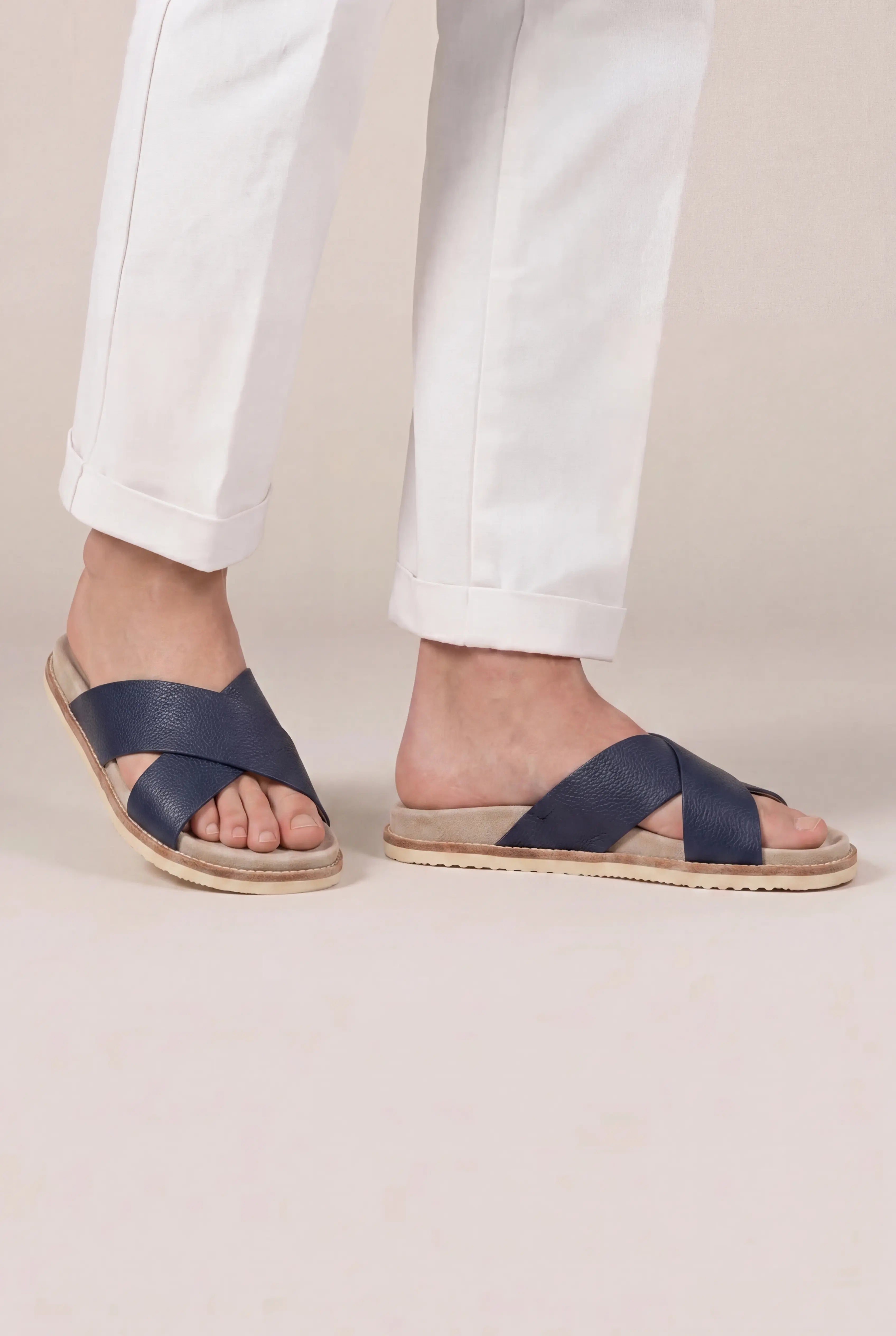 Brescaro Suède Cross Slide Leather Navy