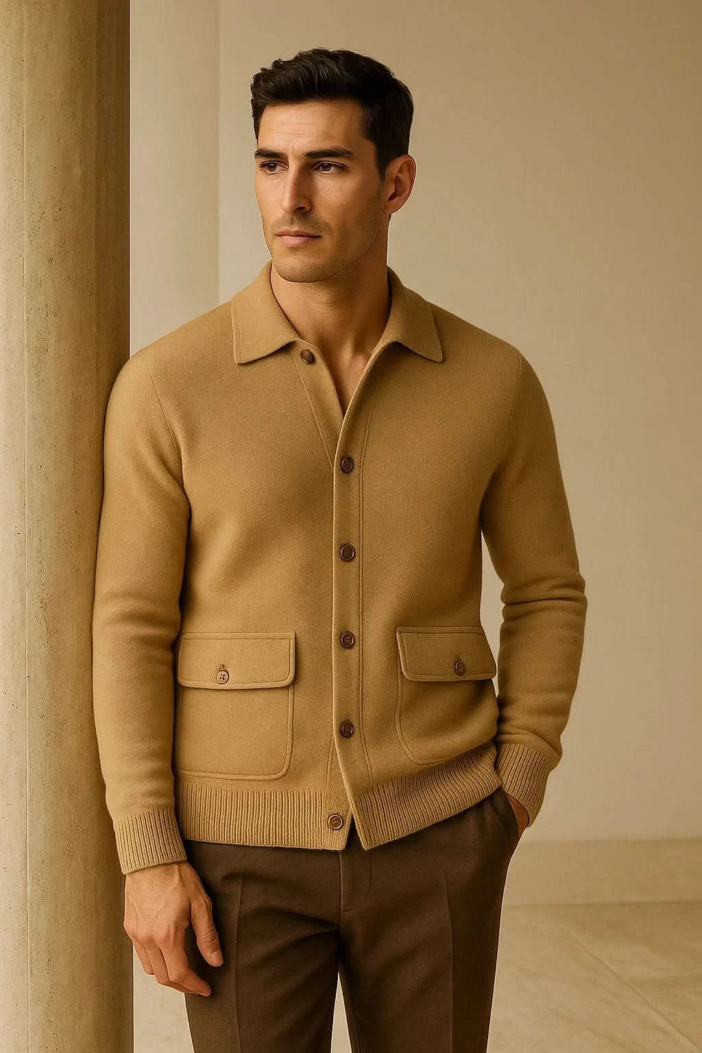 Vicenza Cashmere Cardigan Camel