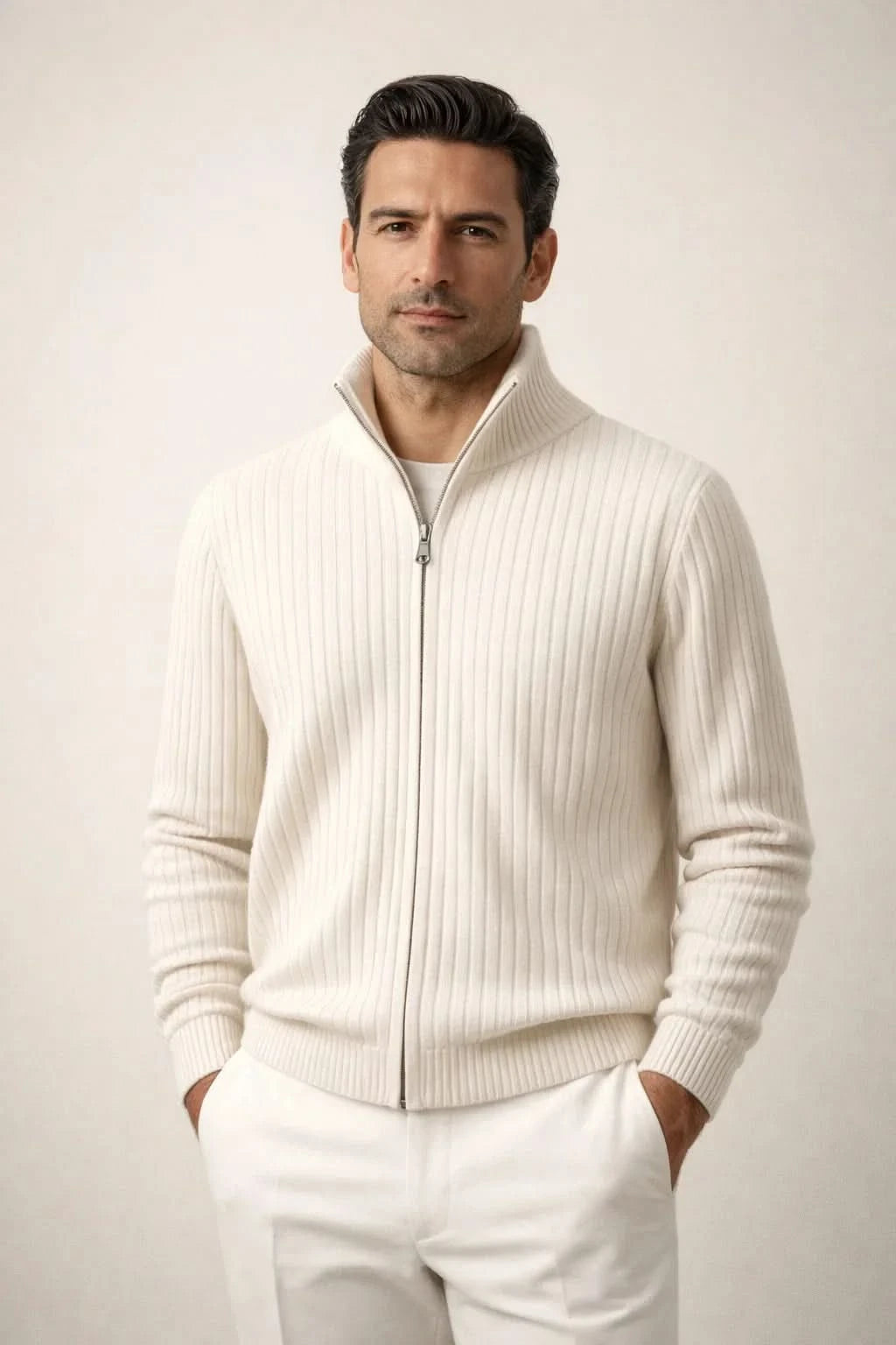 Enrico Zip Up Ivory