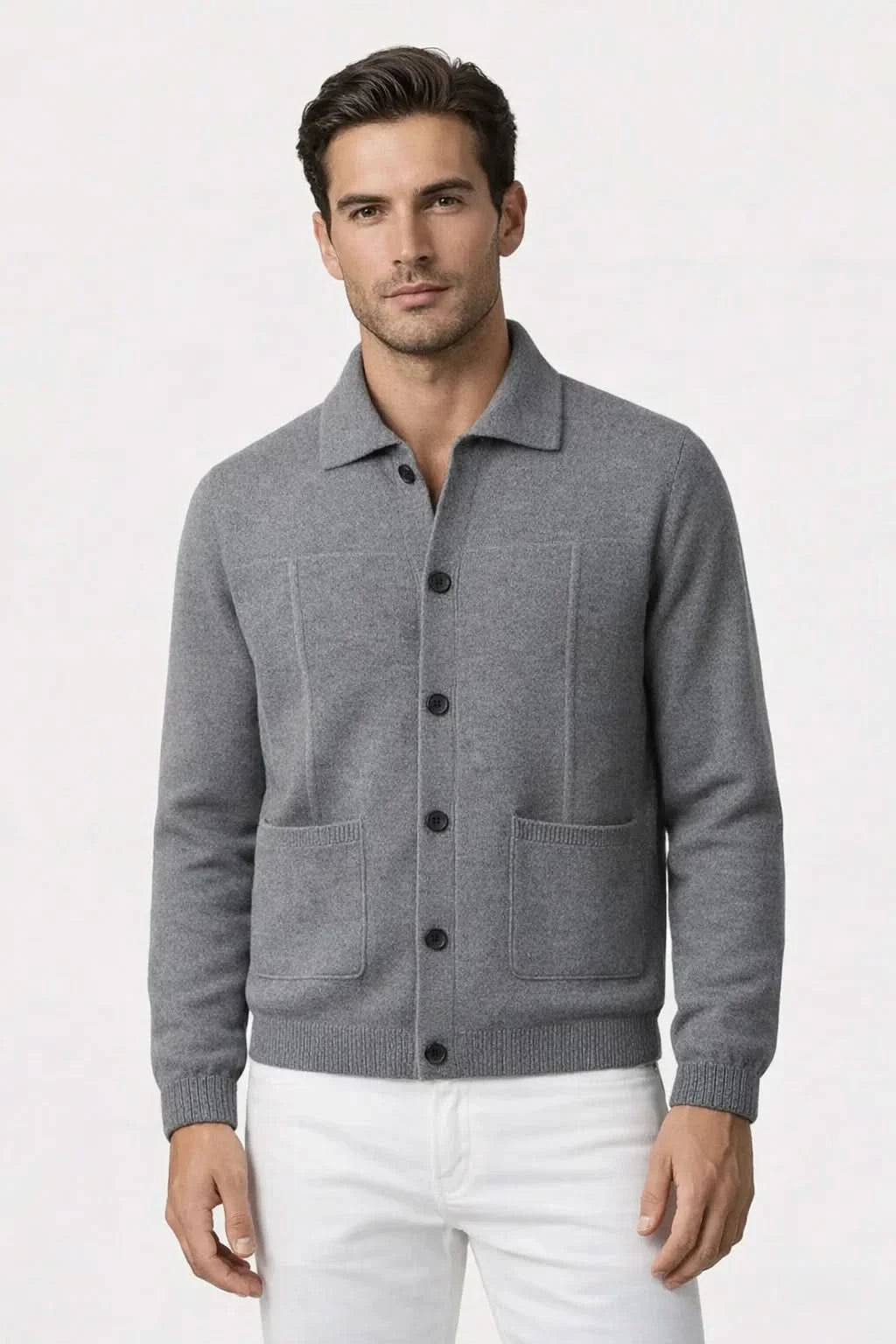 Valero Cashmere Cardigan Grey
