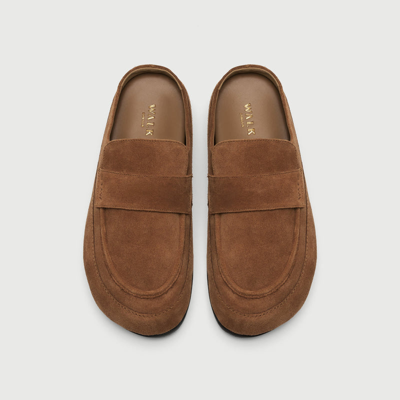Tan Suède Loafer Mule