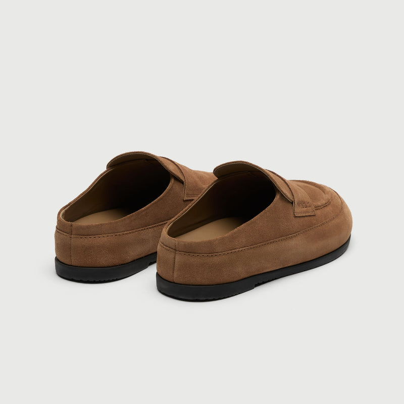 Tan Suède Loafer Mule