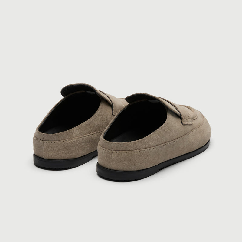 Stone Suède Loafer Mule